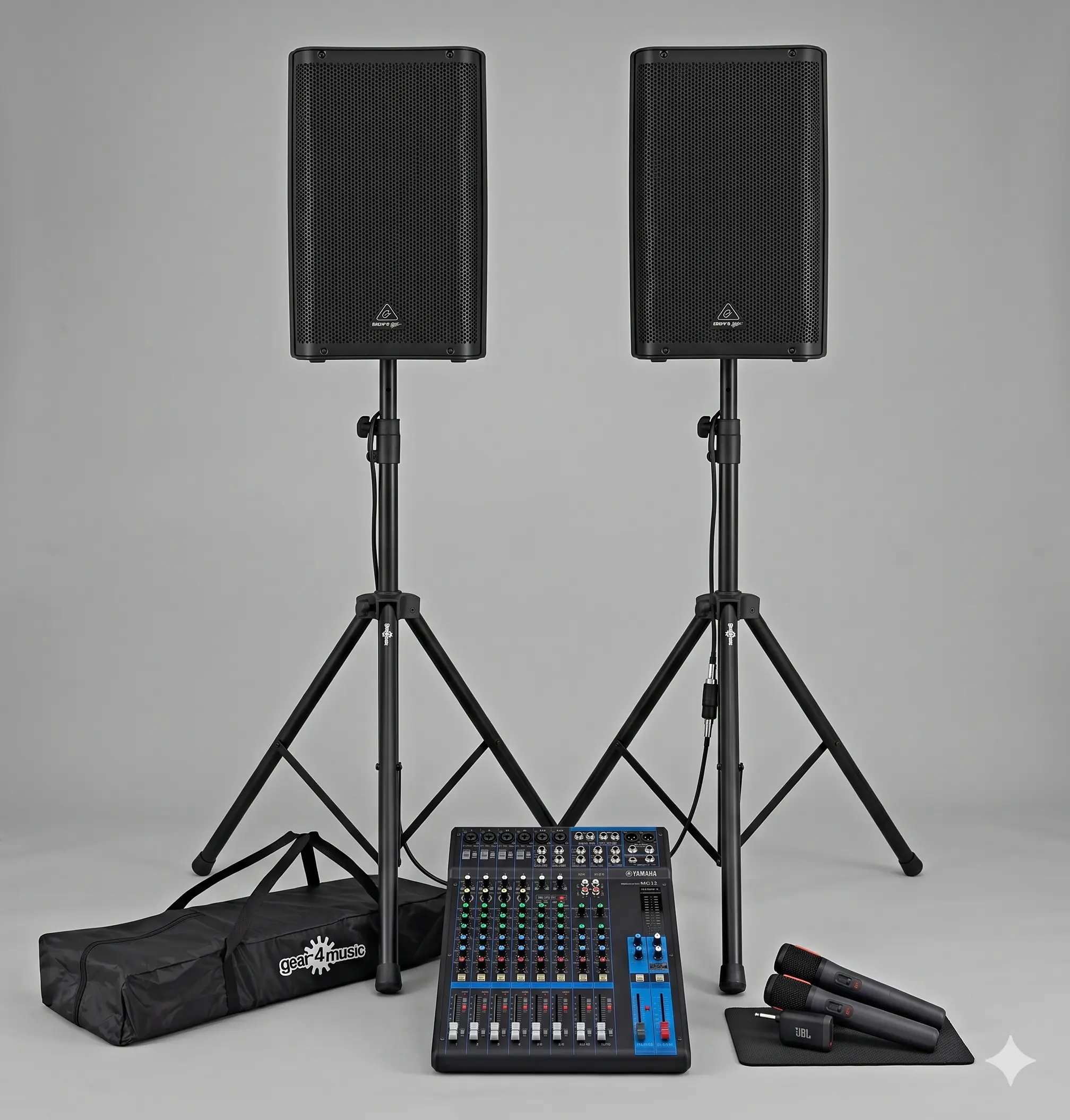 YouTube Karaoke Sound Package – Speakers, Mixer & Wireless Microphones
